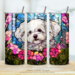 Bright tumbler with Bichon Frise in stained glass design
